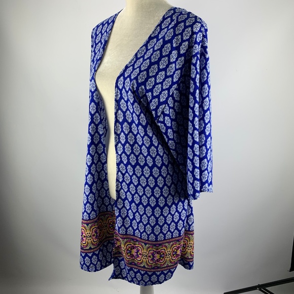 Myth Medium Cardigan Boho Blue Tribal Long Light - Picture 3 of 6